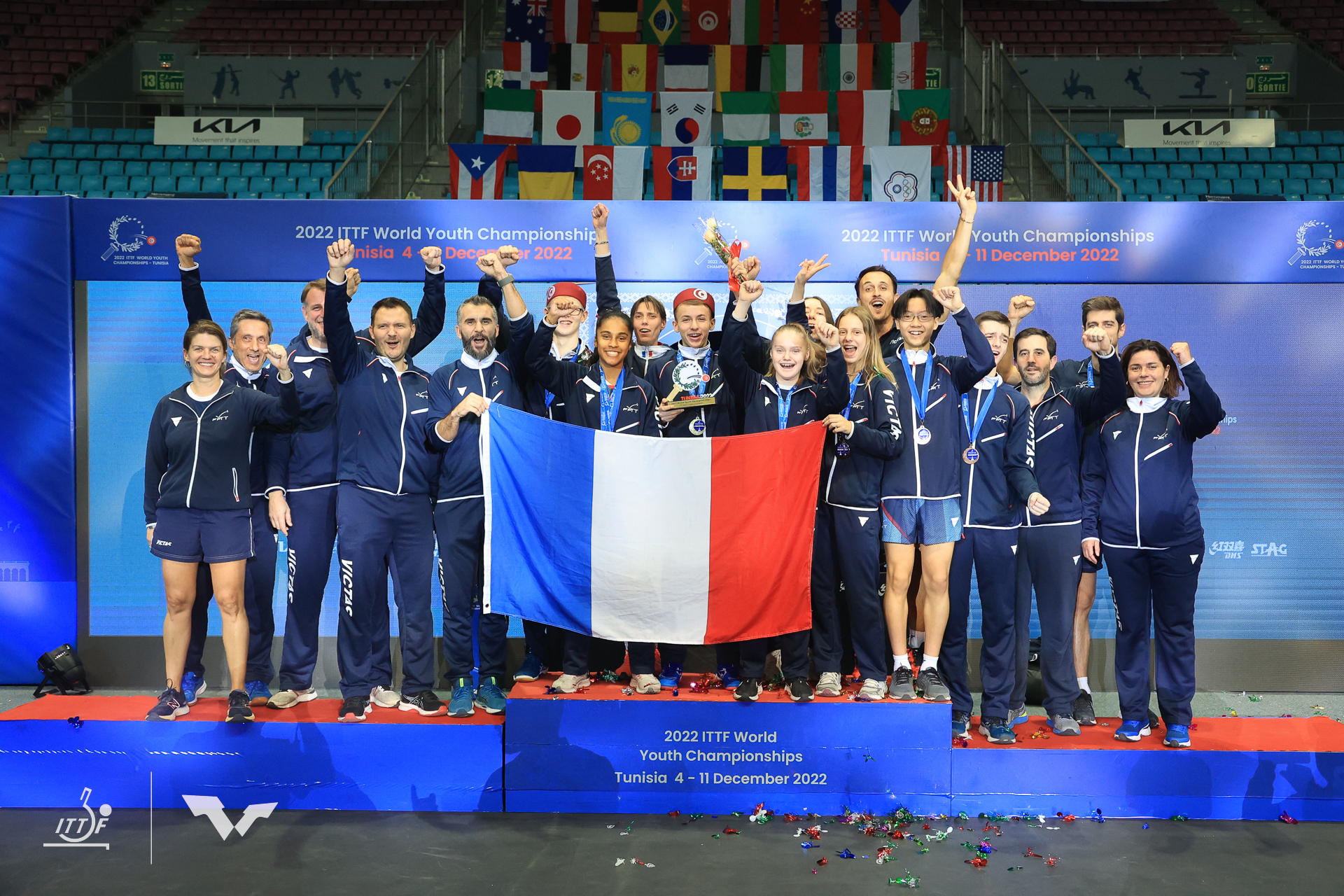 Singles - Podiums , ITTF World Youth Championships, Salle Omnisport de Rades, Rades, Tunisia, 4 Dec - 11 Dec 2022.
