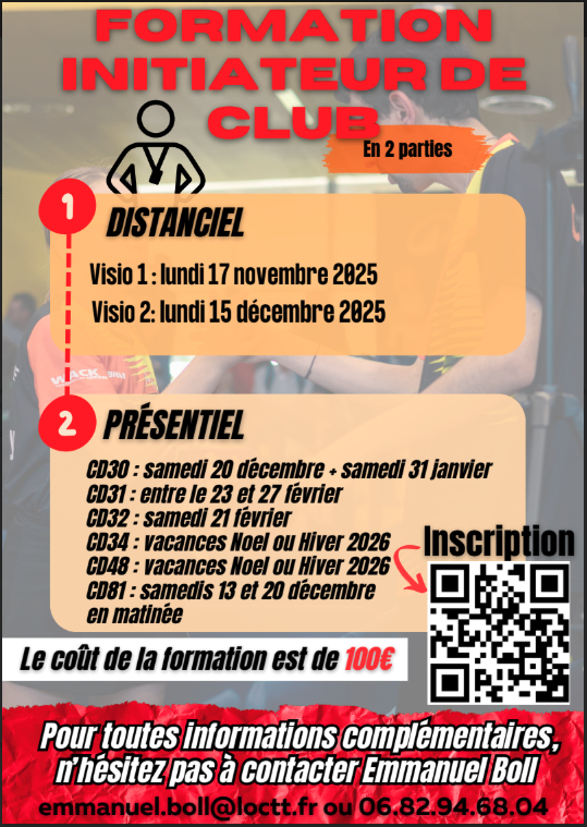 formation initiateur de club tennis de table